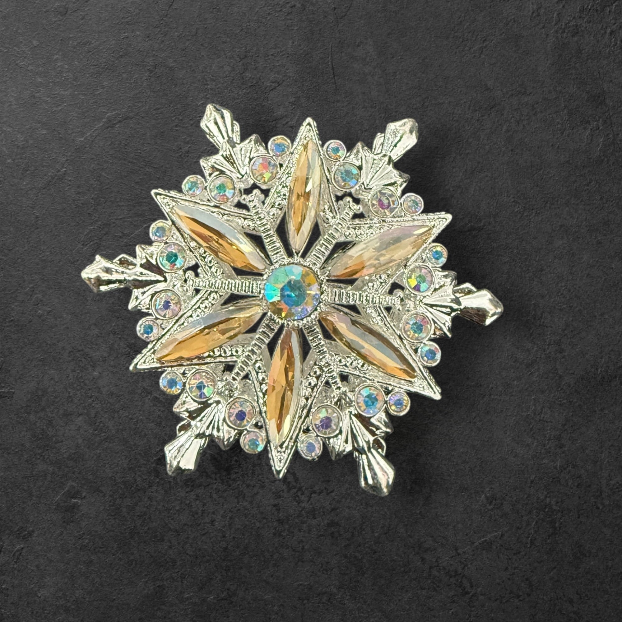 40mm Metal Alloy Snowflake Rhinestone Beads-T4
