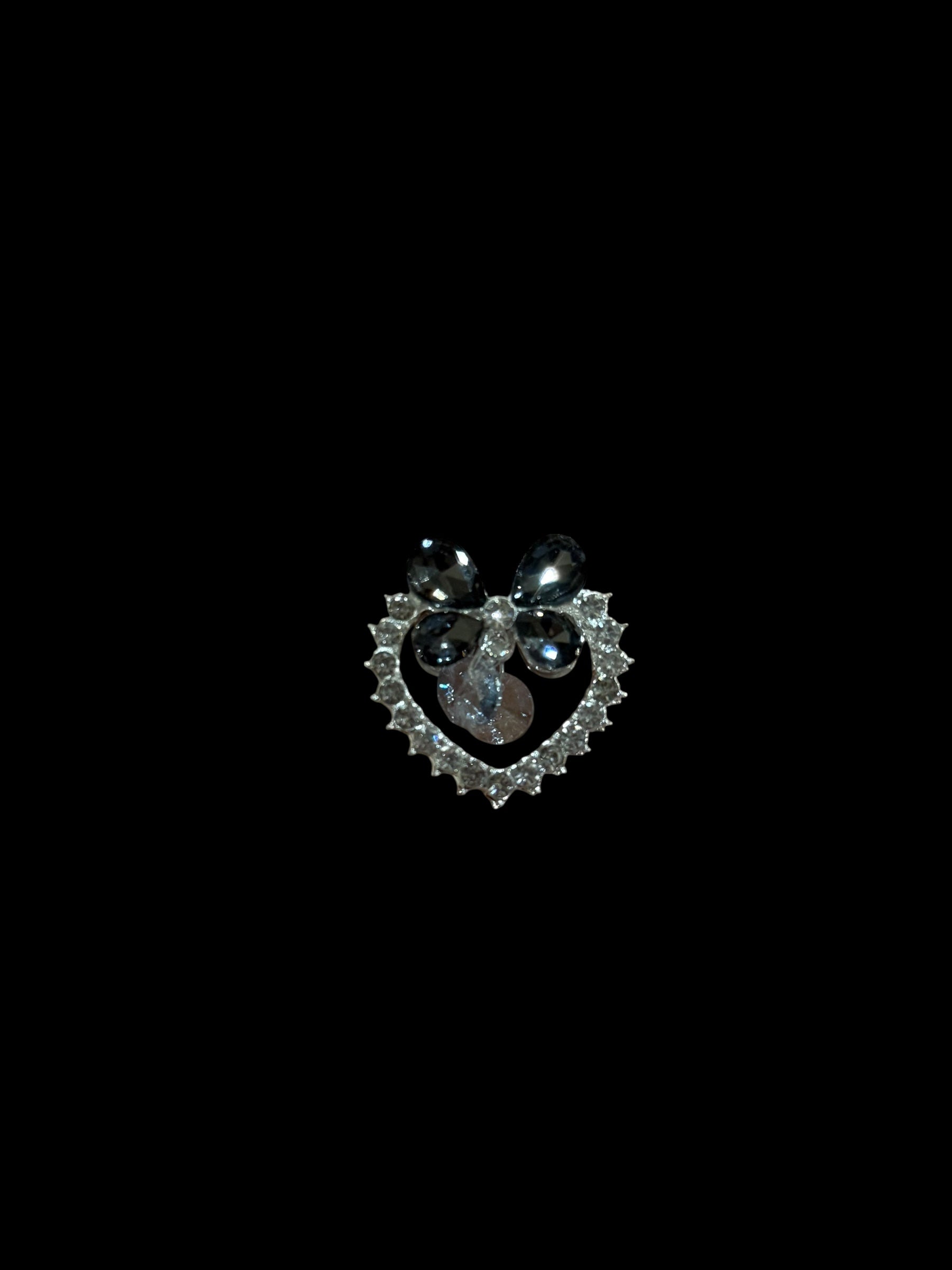 28mm  Alloy Rhinestone Heart Beads