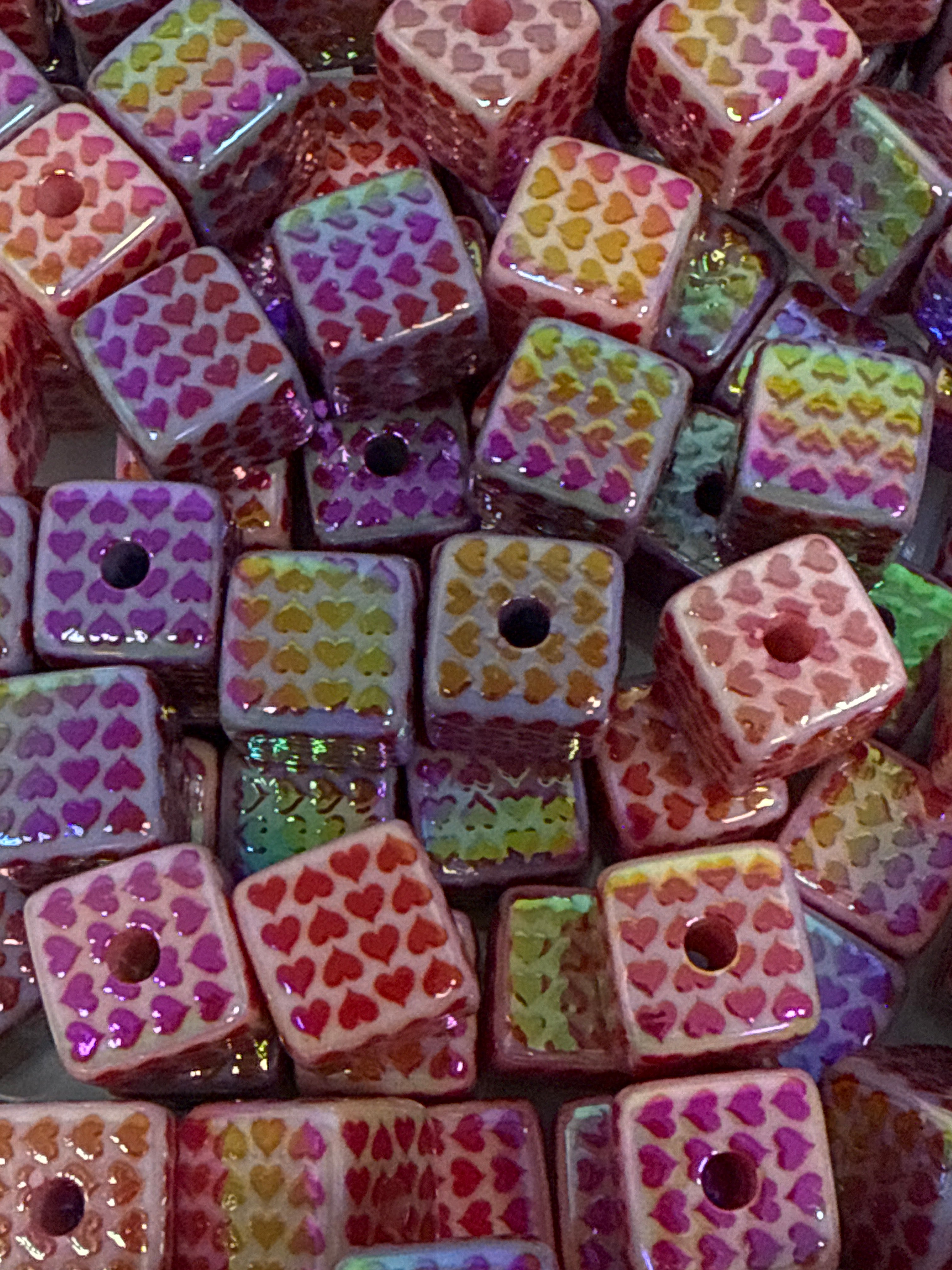 16mm Hearts on Square Beads (10 pcs)-E3 Secondary image