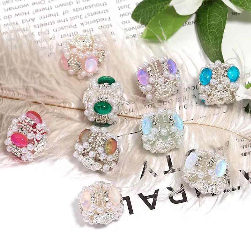 17mm Pearl and Oval Cat-Eye Fancy Bead  Mix (5pcs)