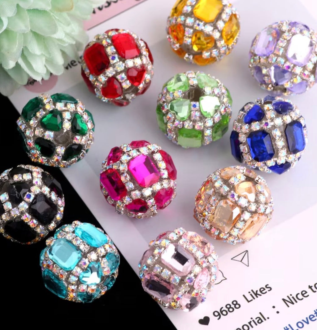 18mm Square and Hearts Rhinestone Beads (5pcs)-Y3
