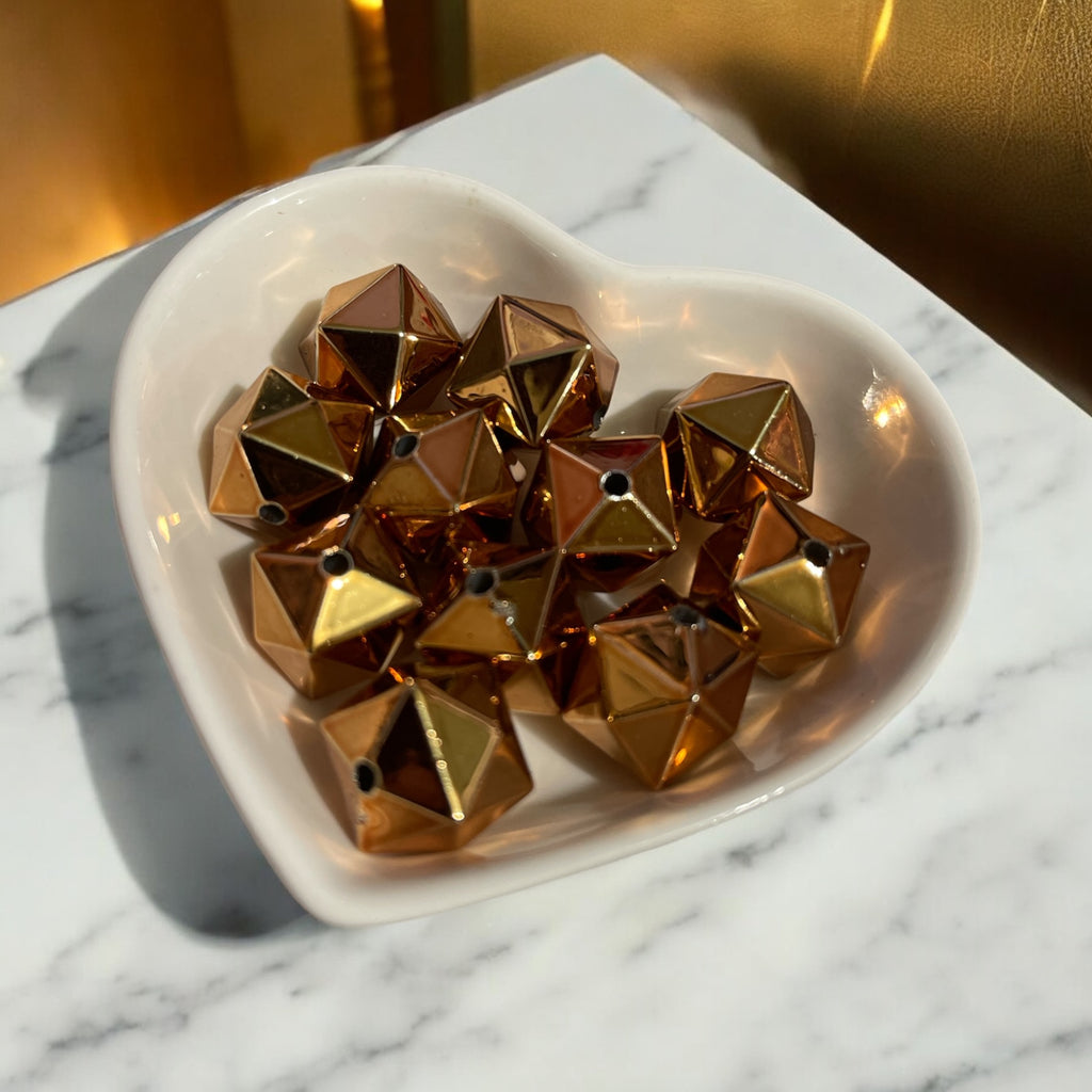 16mm Metalic Hexagon Beads Single Color