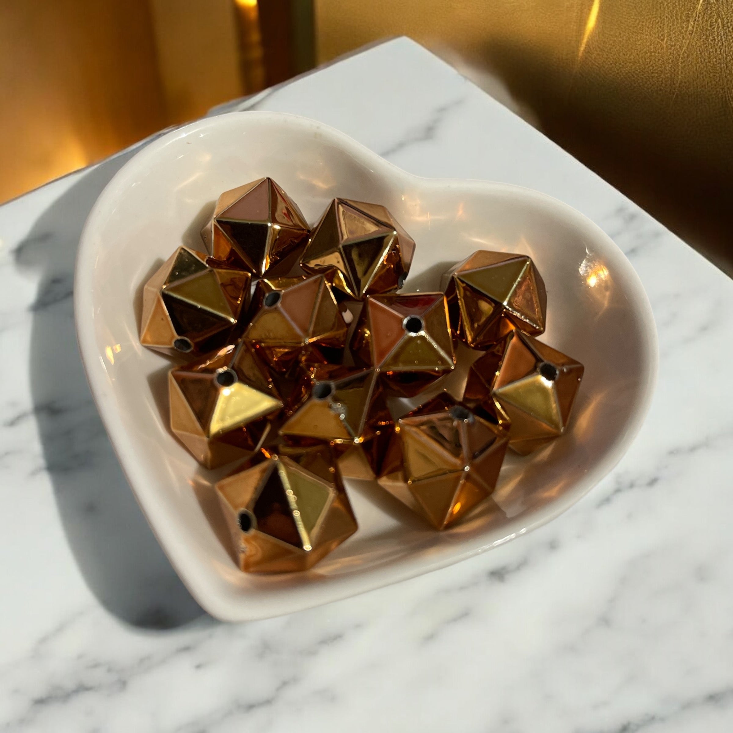 16mm Metalic Hexagon Beads Single Color