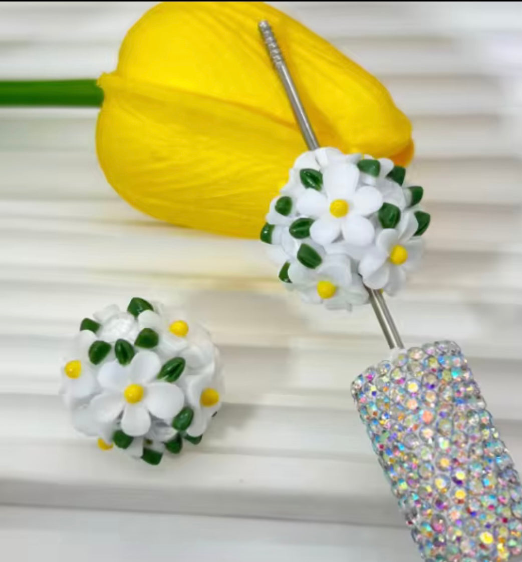 16mm Fancy Clay Daisy and Stone Beads-S6