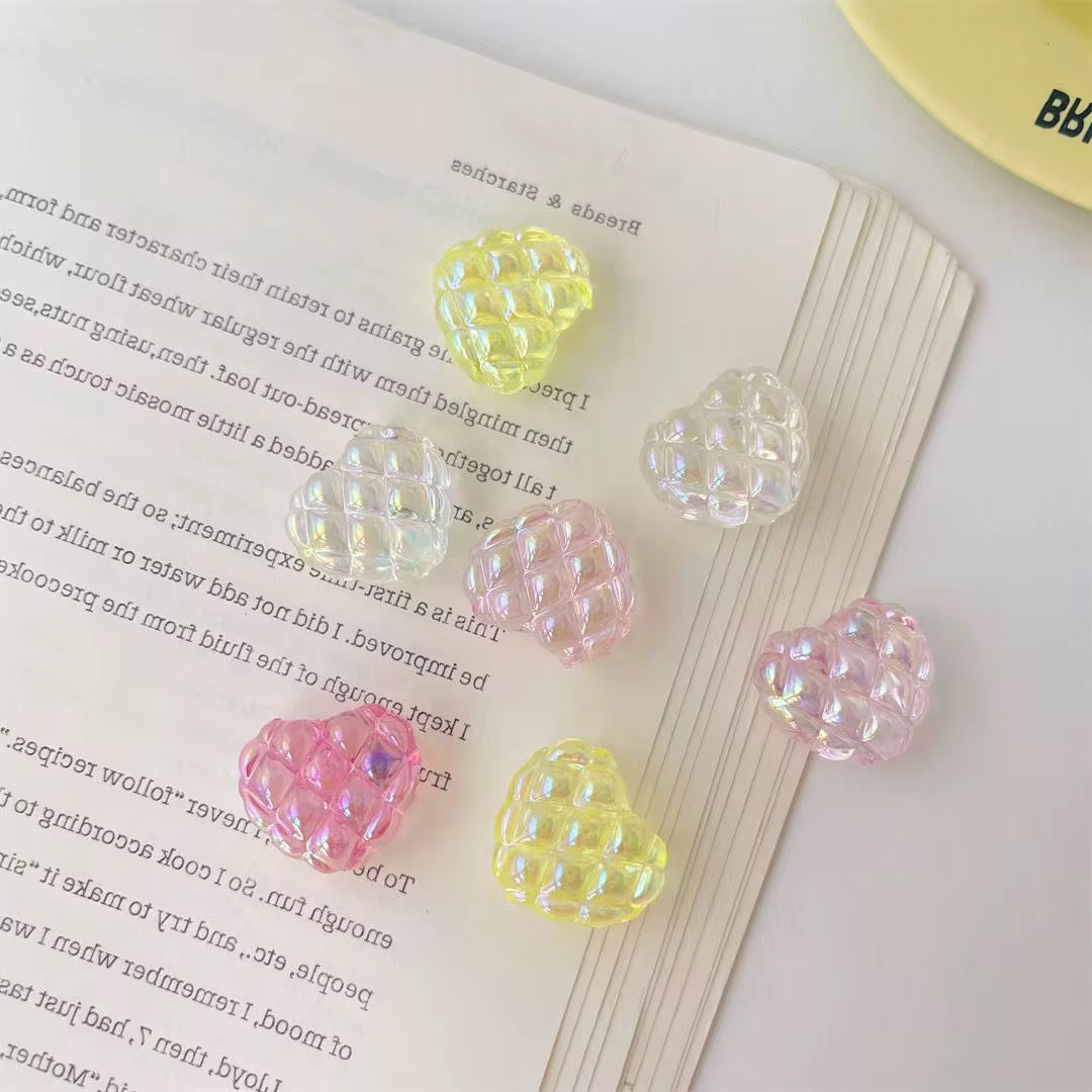 Heart Clear Quilted Clear Beads Mix
