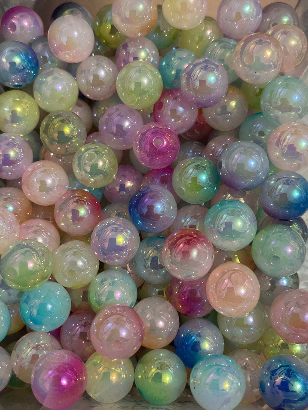 16mm Glossy Ombre Color Acrylic Beads With UV Finish (Mix & Single Colors)