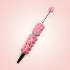 Beadable Clay Pen with Grainy Red Hearts & AB Rhinestones Valentine's Day Love Theme