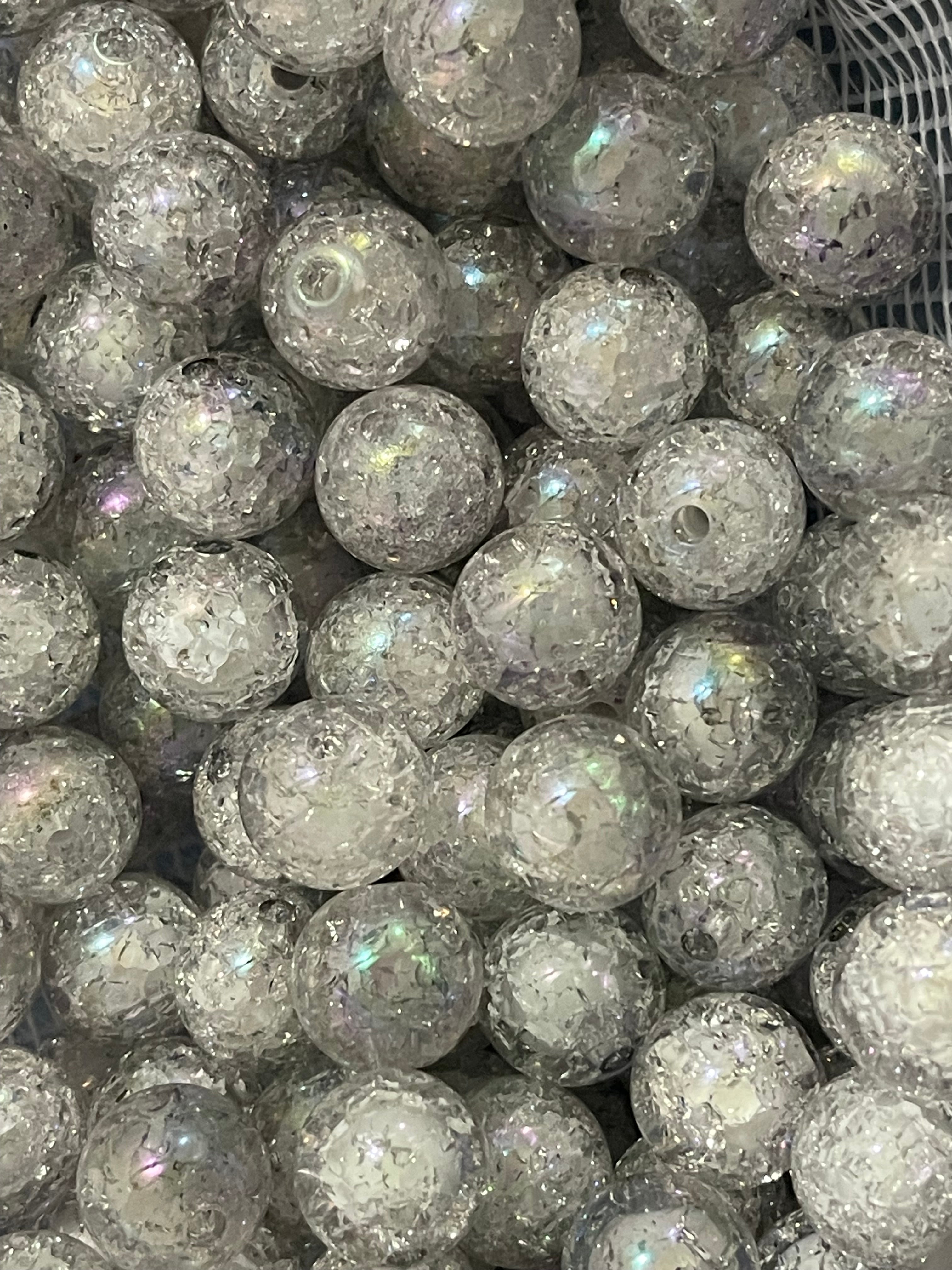 16mm Charcoal/Light Grey Ombre Cracked Glass Beads Main image