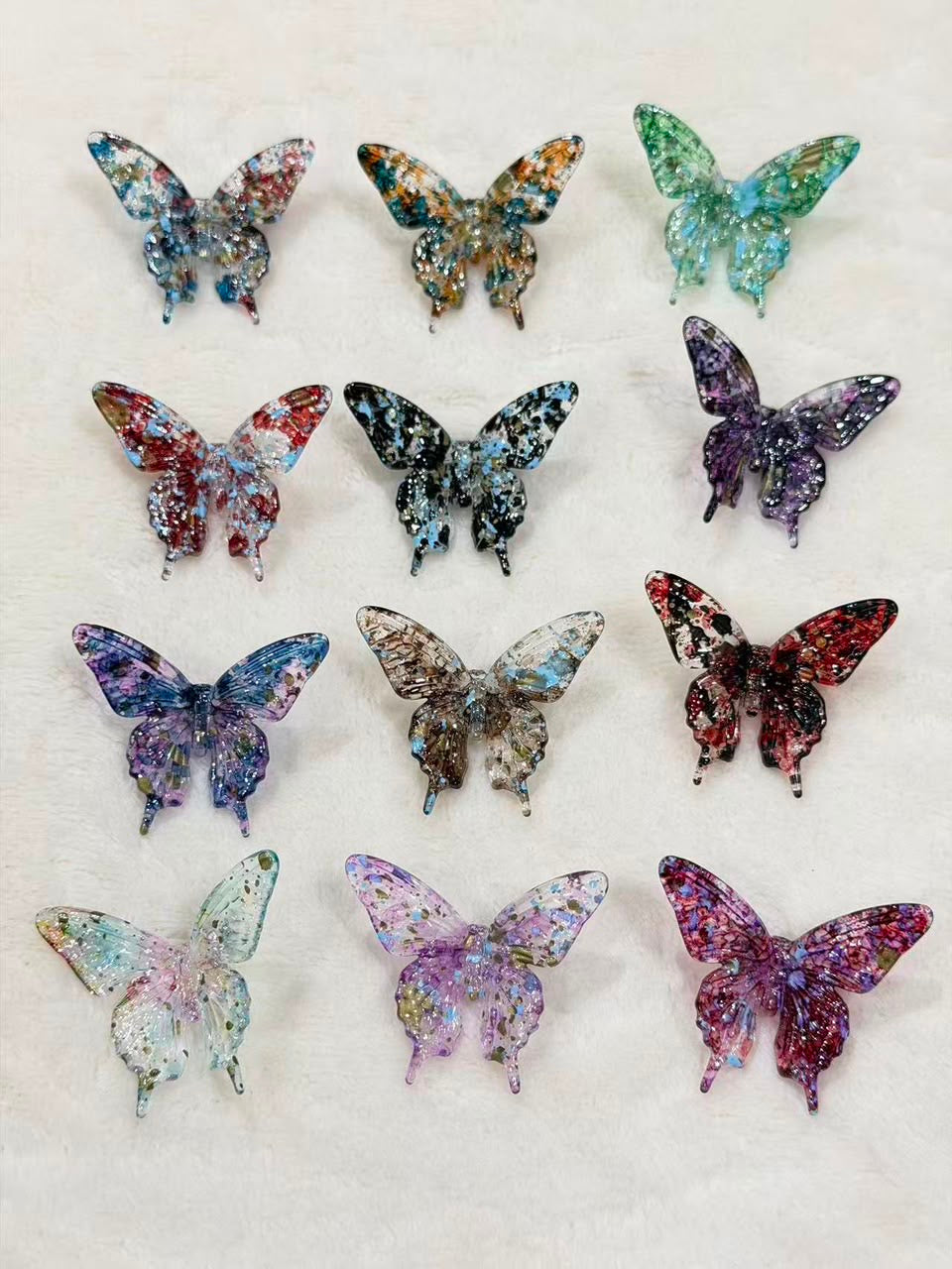 Water Paint Art Clear Butterfly Focal Bead Clear Mix (10Pcs)