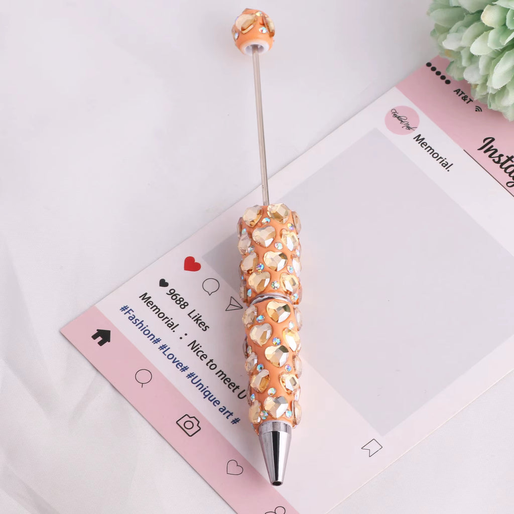 Beadable Clay Pens with Dazzling Heart in Assorted Colors