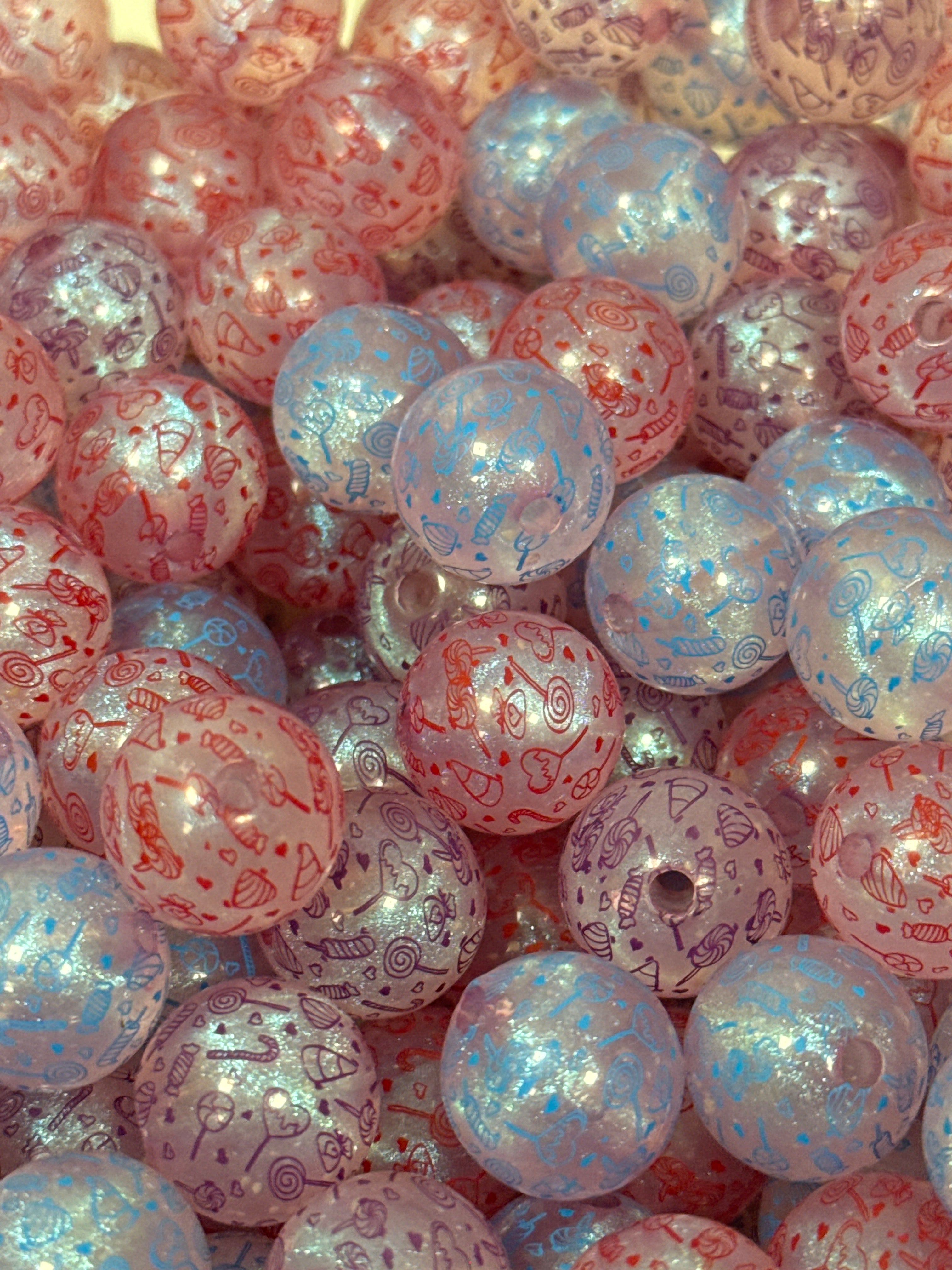 16mm Glow Candy Print Beads-E1 Main image