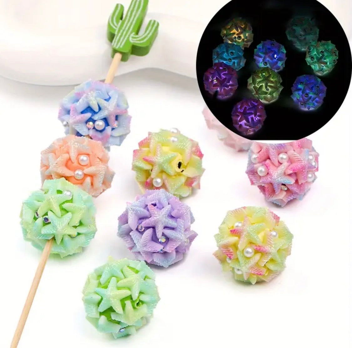 18mm Starfish Luminous Fancy Bead (5pcs) Main image