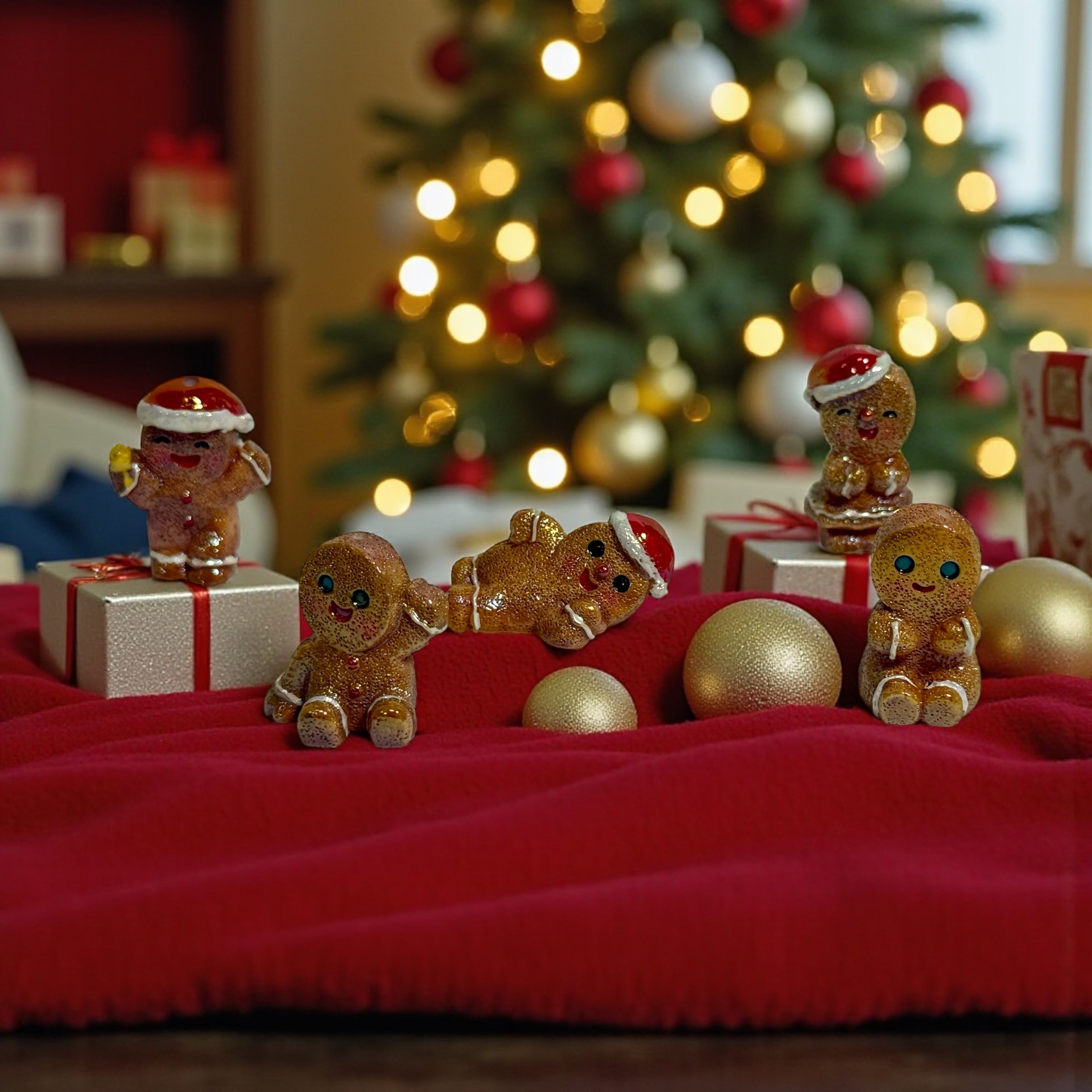 3D Christmas Gingerbread Man Beads (5pcs)
