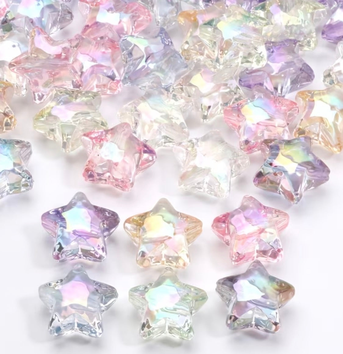 19mm Clear Colors Faceted Stars Mix-D20 Secondary image