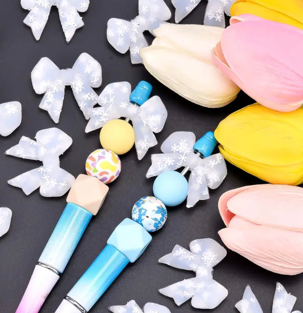 Glitter Bow Silicone Focal