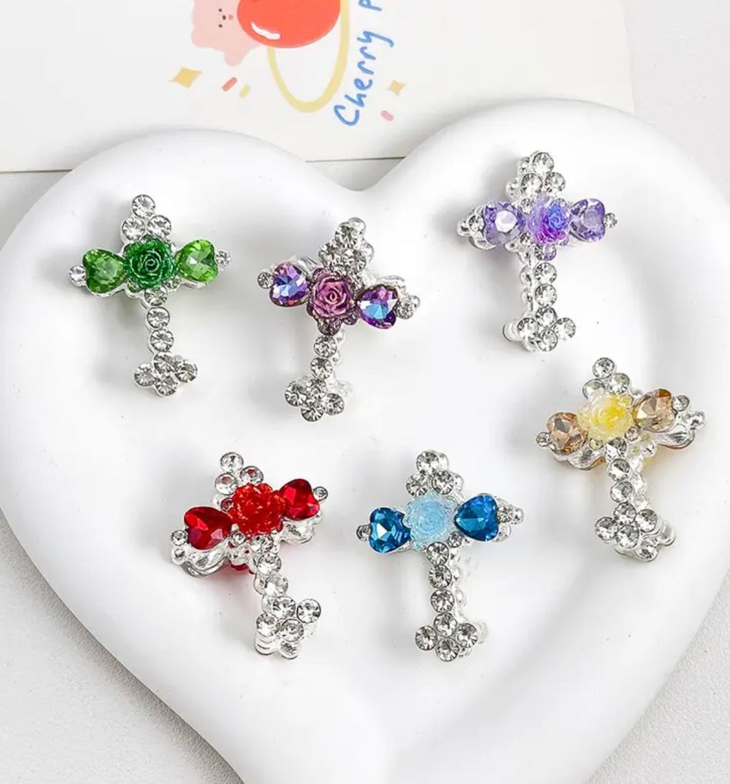 Metal Alloy Cross Rhinestone Beads
