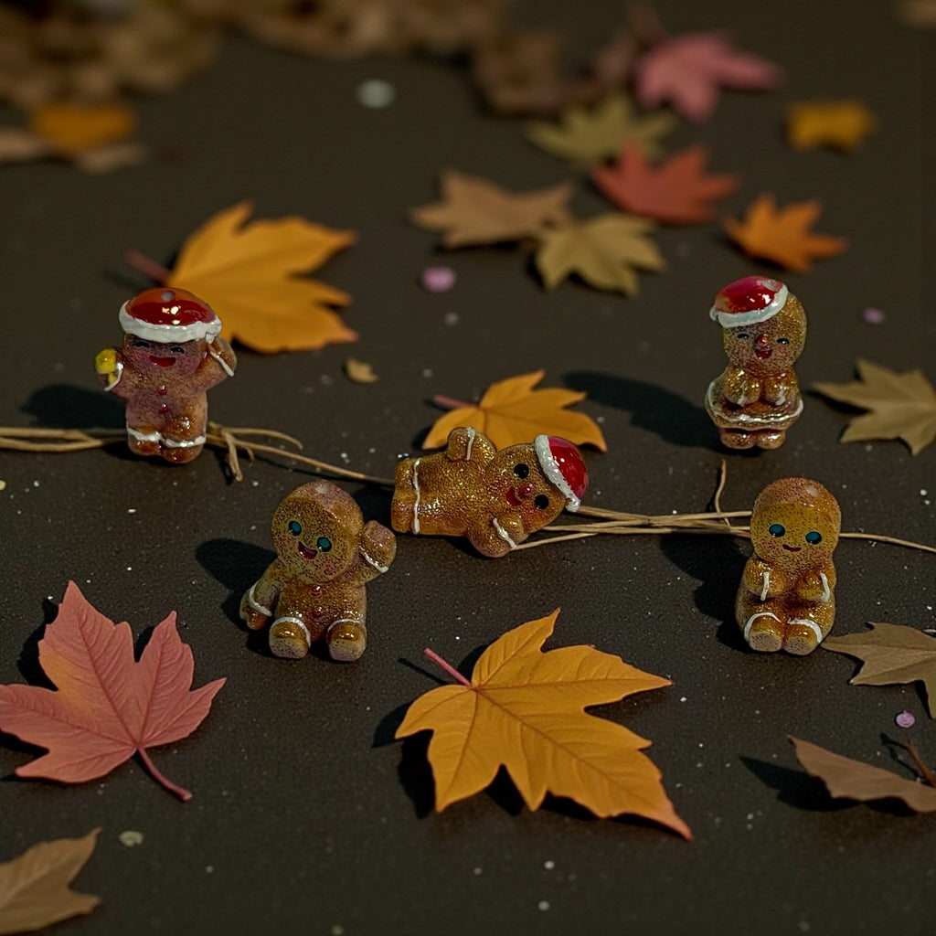 3D Christmas Gingerbread Man Beads (5pcs)