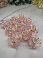 Crystal Cubes with Rhinestone and Flowers Beads