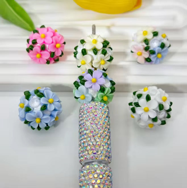 16mm Fancy Clay Daisy and Stone Beads-S6