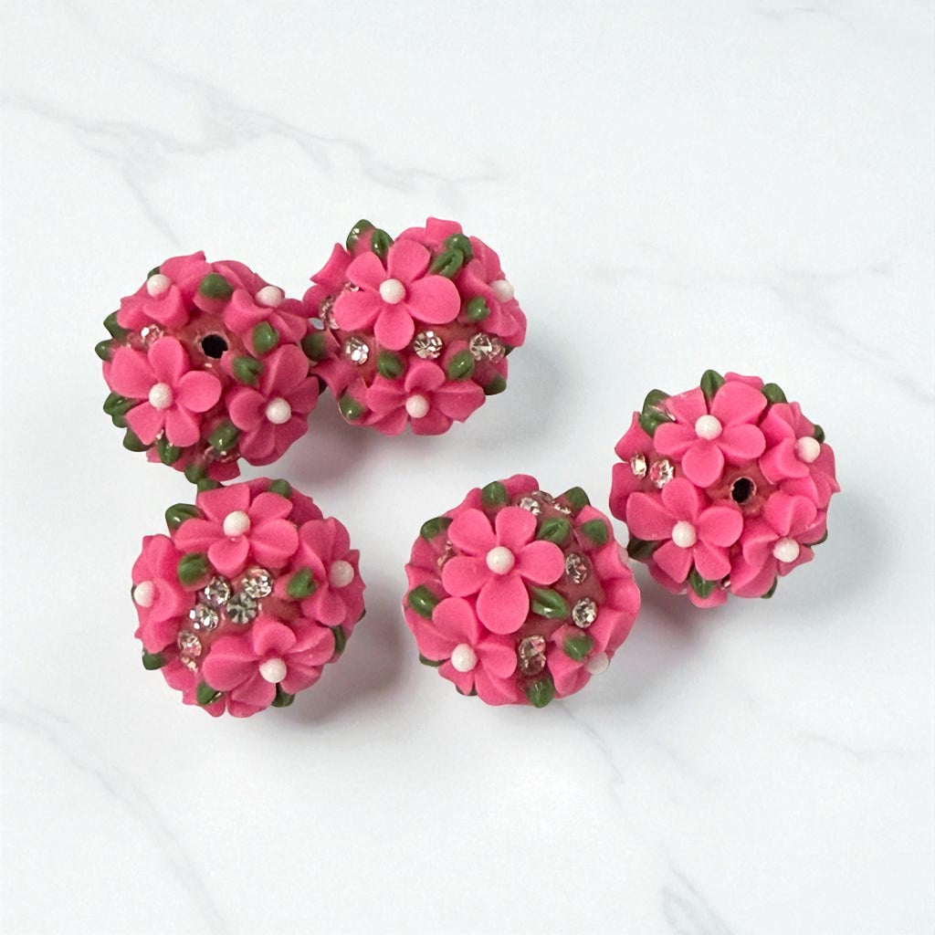 18mm Fancy Clay Daisy and Stone Beads (Brights)