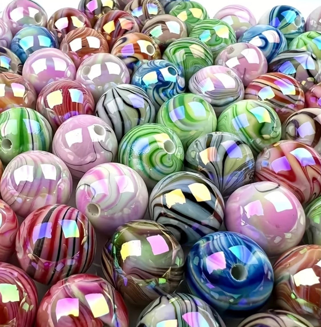 16mm AB Swirl Beads-N20