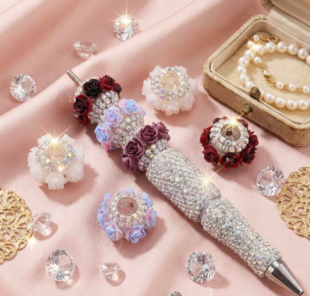 17mm Rhinestone Lined Roses Fancy Bead  Mix (5pcs)