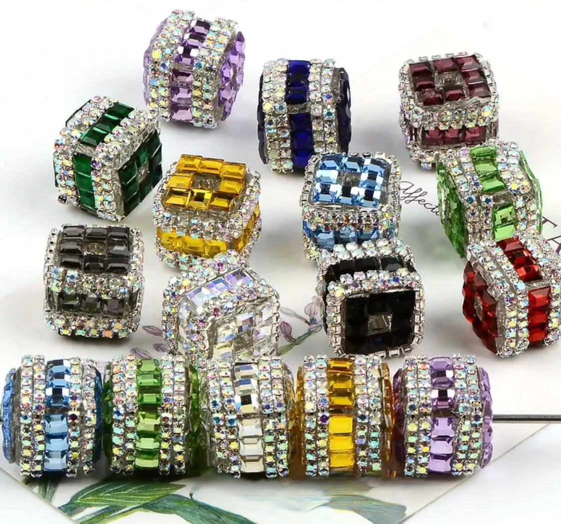 Rhinestone Cube Beads (5 pcs)