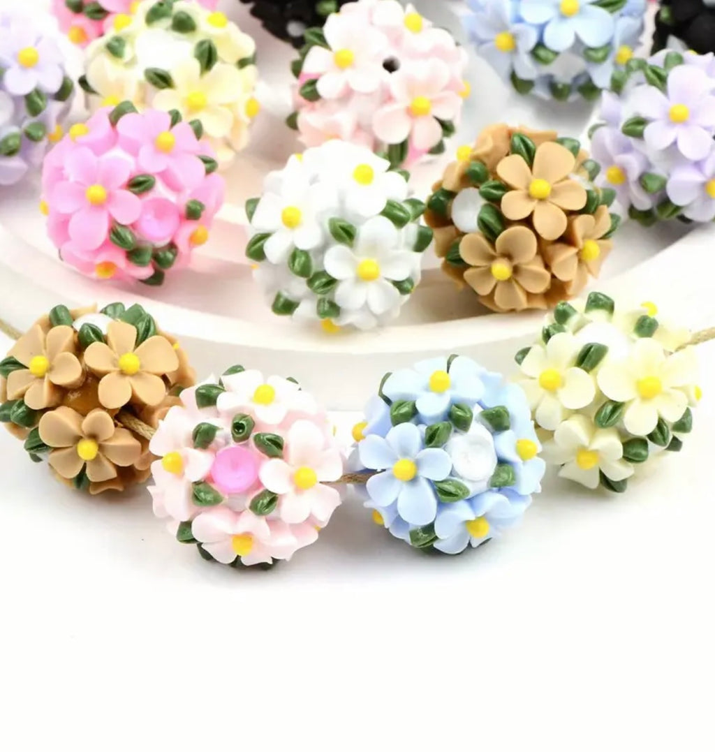 16mm Fancy Clay Daisy and Stone Beads-S6