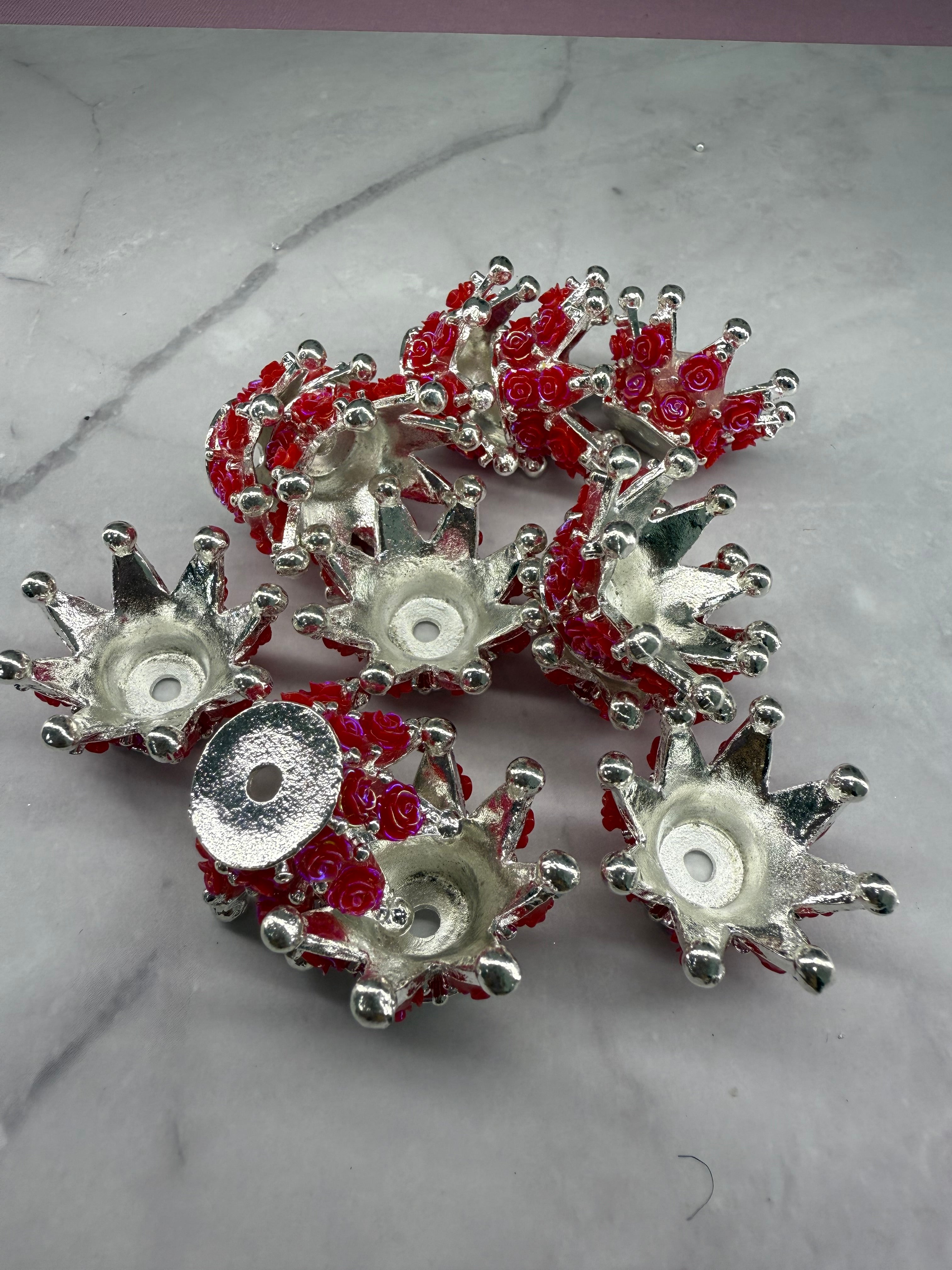 Rose Metal Alloy Crown Beads