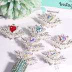 Rhinestone Metal Alloy Heart and Wings-U10