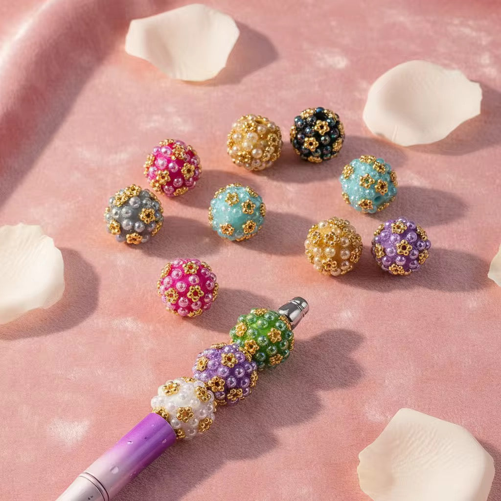 20mm Gold Flowers Fancy Beads (5pcs)