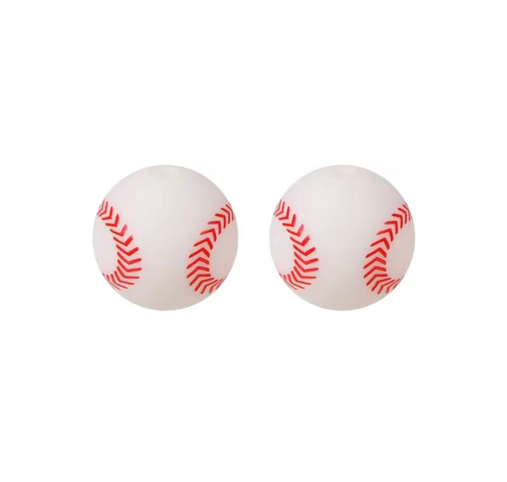 15mm Baseball Silicone Bead