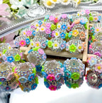 16mm Rhinestone Multicolor Flower Fancy Beads (5pcs)