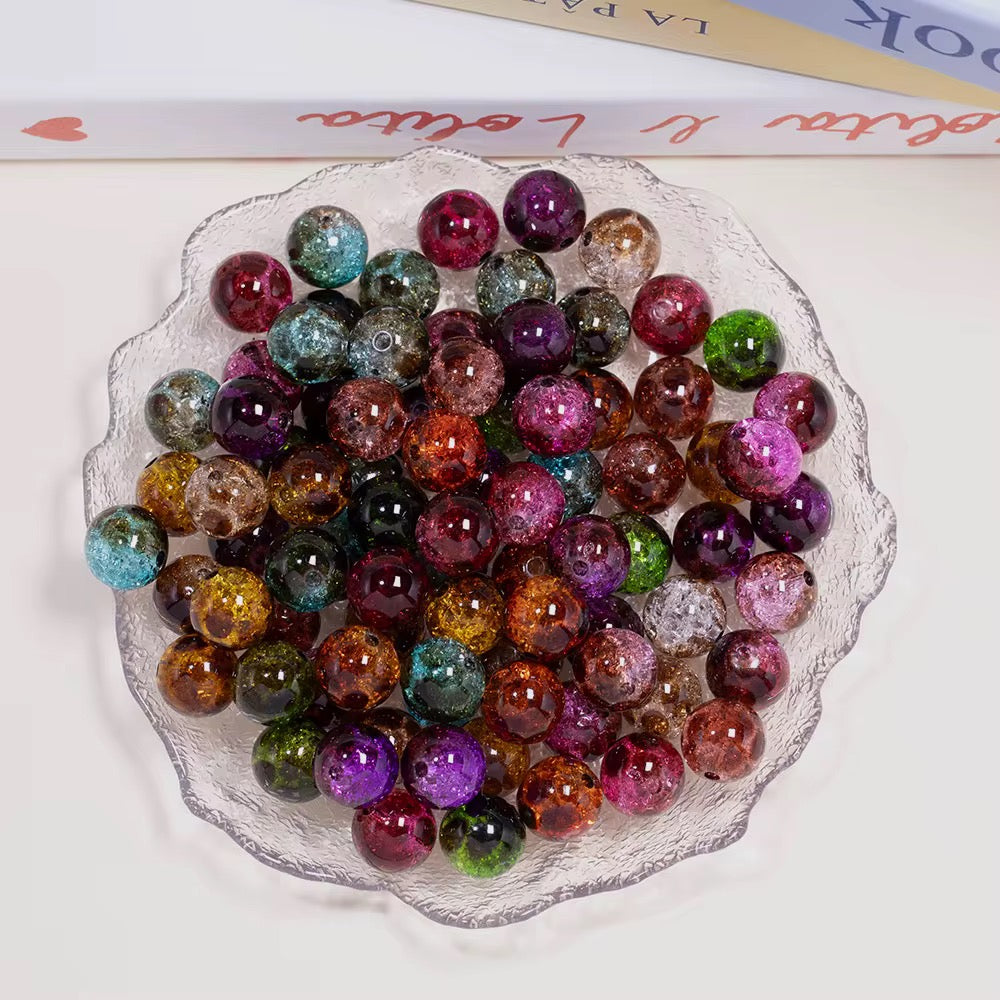 8mm Transparent Colored Animal Print Beads Main image