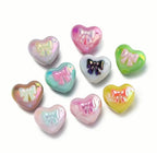 Bow Solid Color Heart Beads-R16
