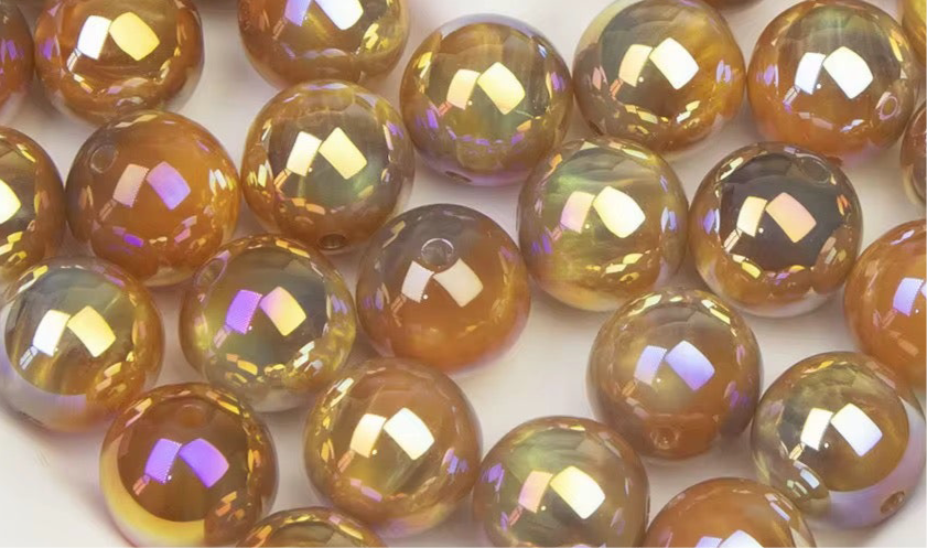 16mm Lavaflow Bicolor UV Beads Peach/Gold-O21 Main image