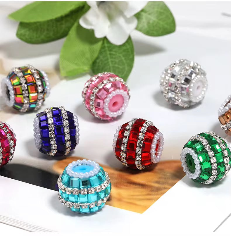 17mm Rhinestone and Square Crystals Fancy Bead (5pcs)