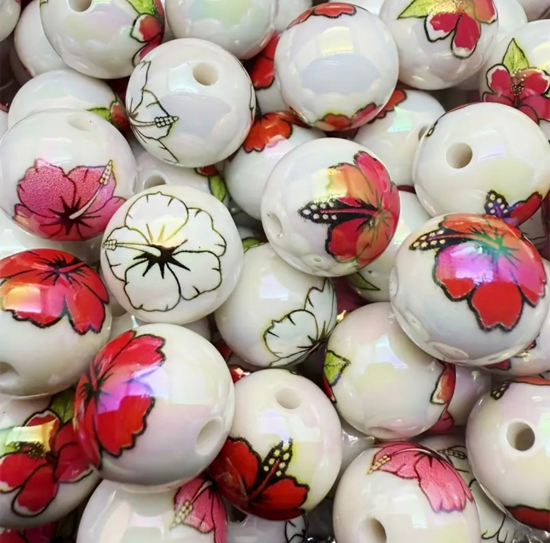 16mm Hibiscus Flowers Beads Mix-H3