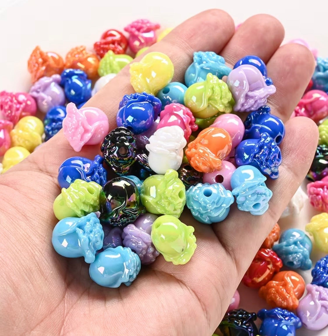 16mm Colorful Rose Flower Bright Colored Bead Mix-L8