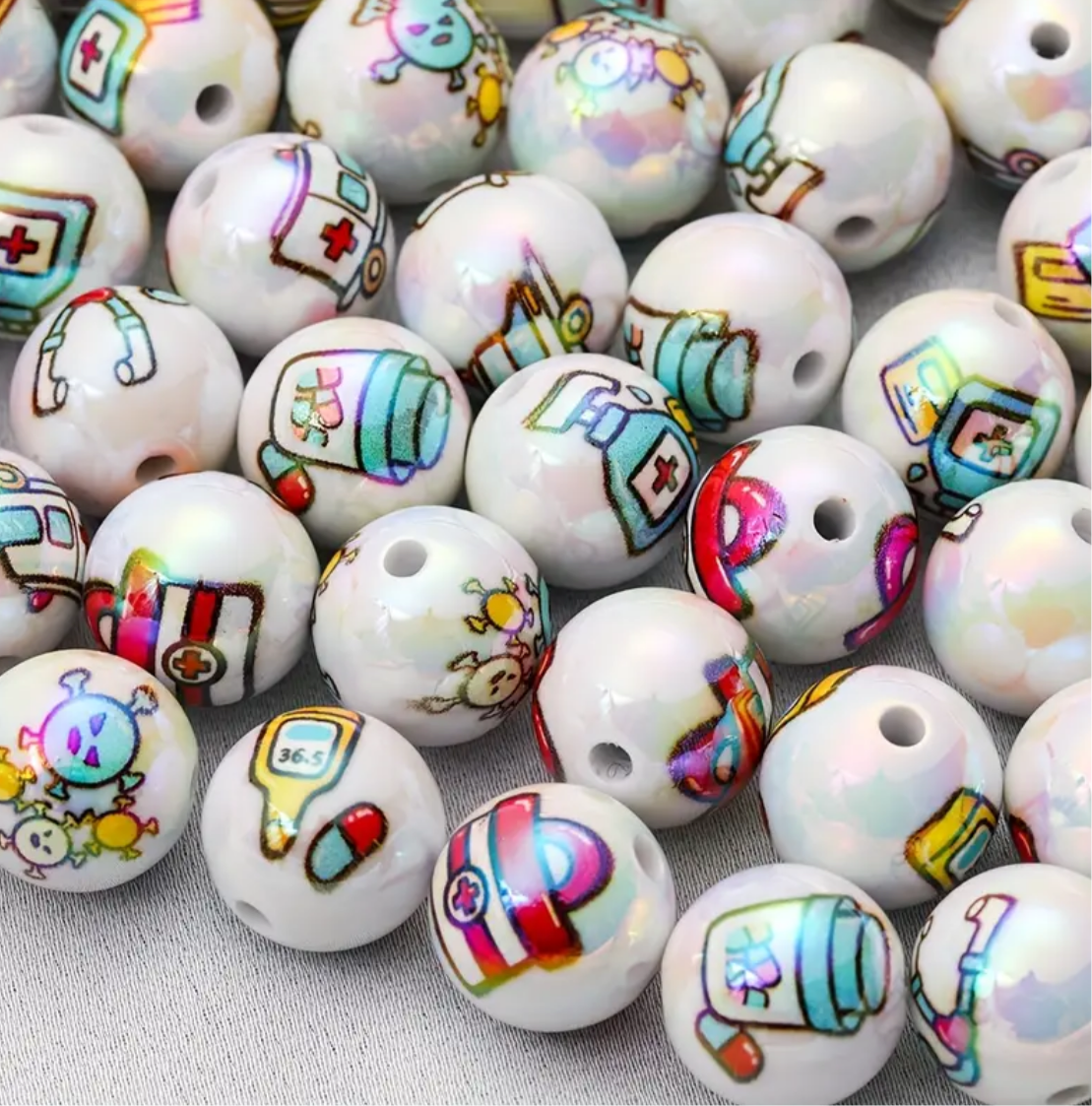 16mm Medical Print Beads Mix-A22 Secondary image