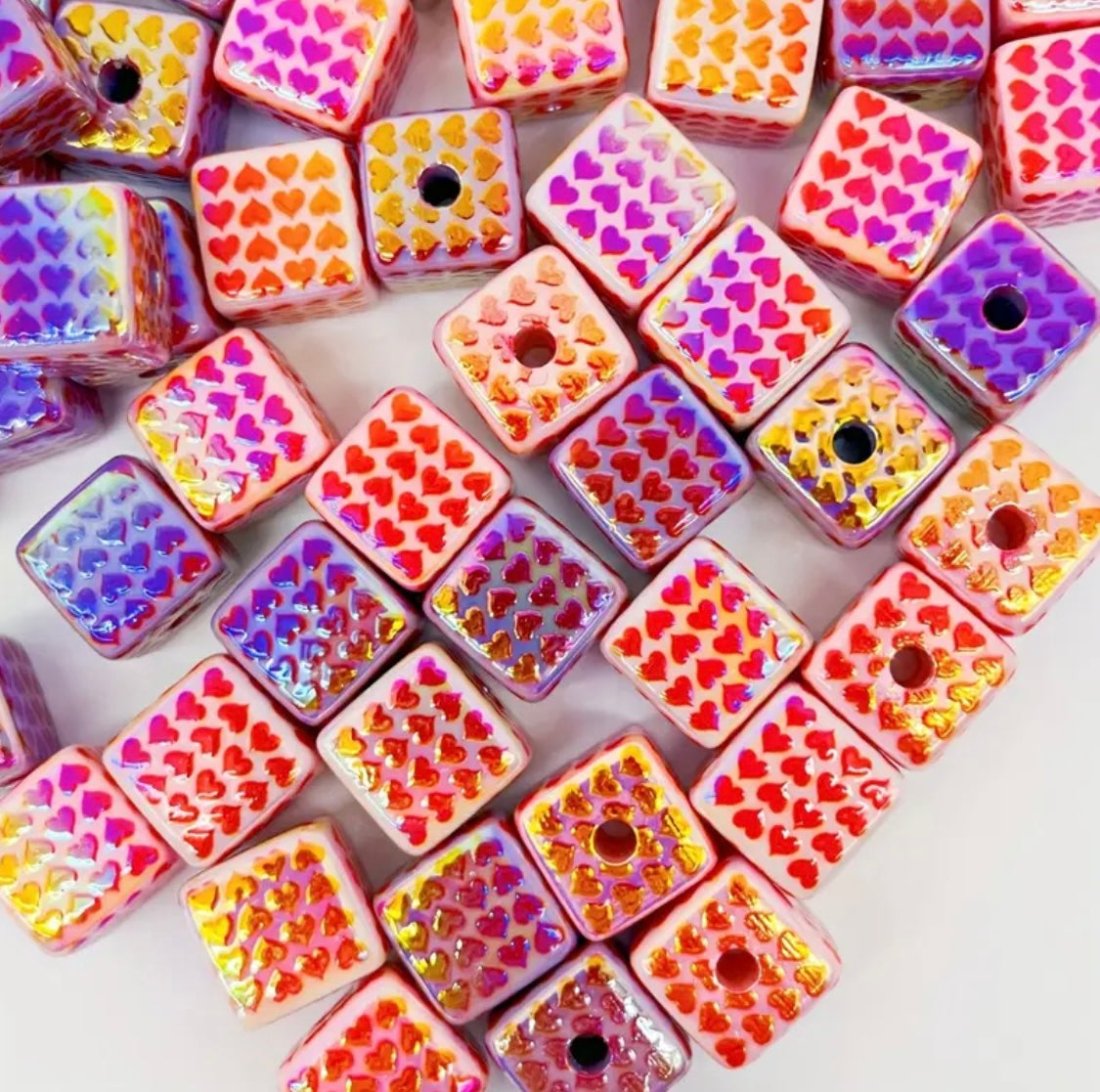 16mm Hearts on Square Beads (10 pcs)-E3 Main image