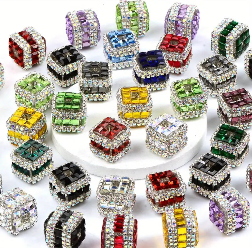 Rhinestone Cube Beads (5 pcs)