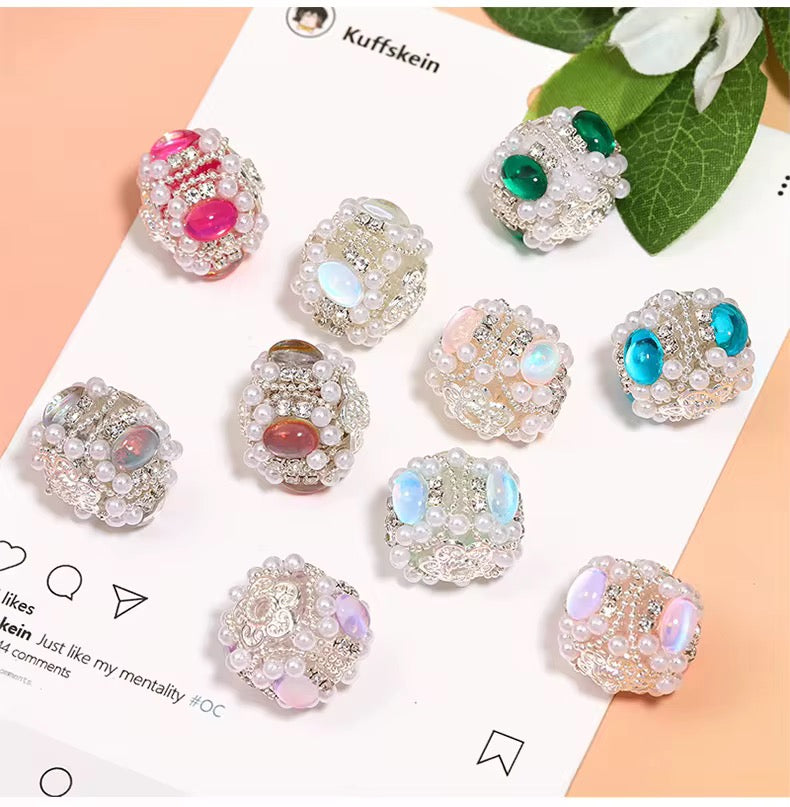 17mm Pearl and Oval Cat-Eye Fancy Bead  Mix (5pcs)