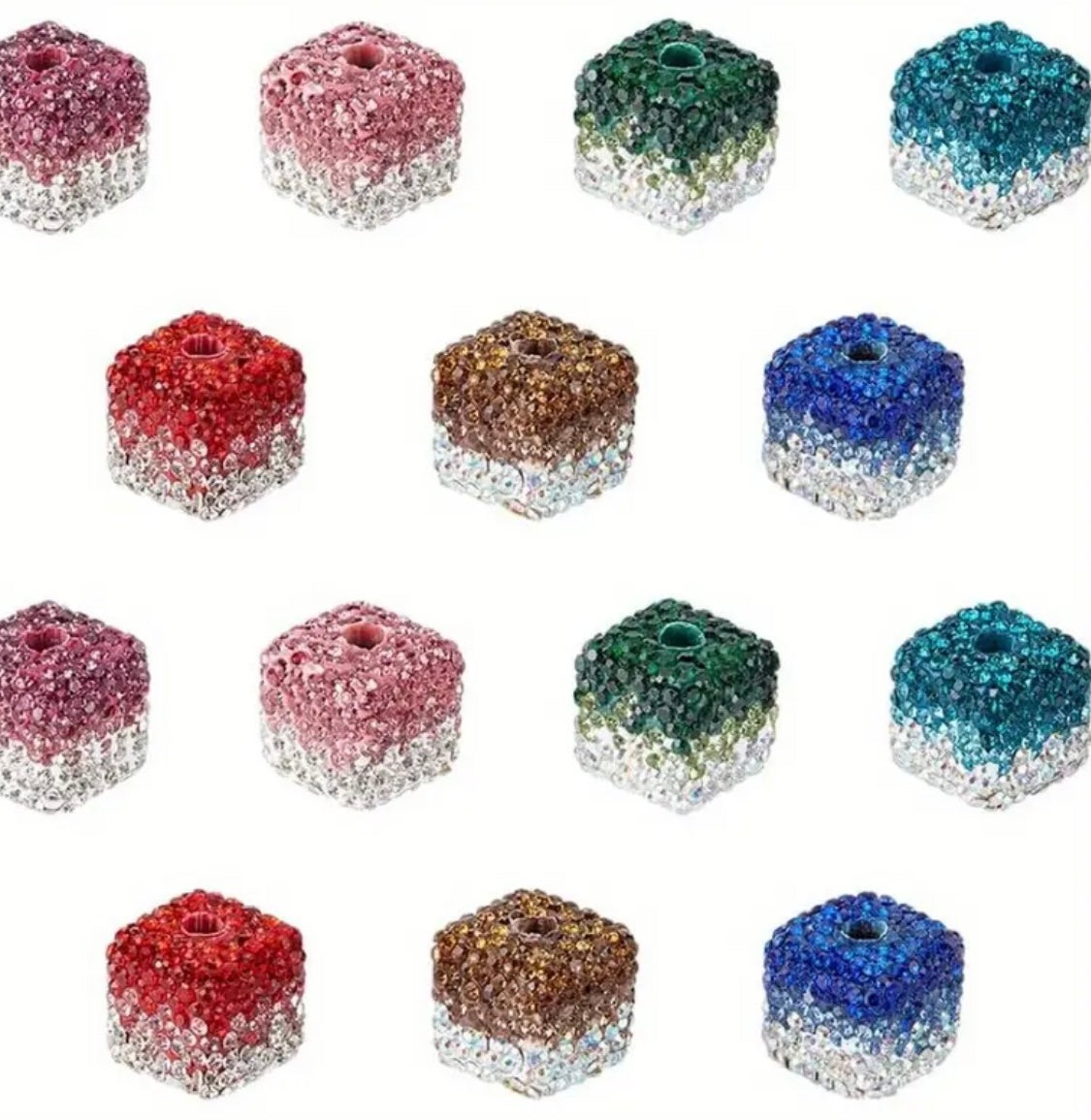 Clay Rhinestone Cube Ombre Color Beads(5 pcs) Main image