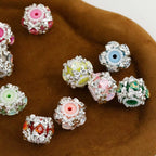 20mm  Rhinestone Heart and Silver Bow Fancy Beads (5pcs)