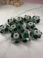 Crystal Cubes with Rhinestone and Flowers Beads