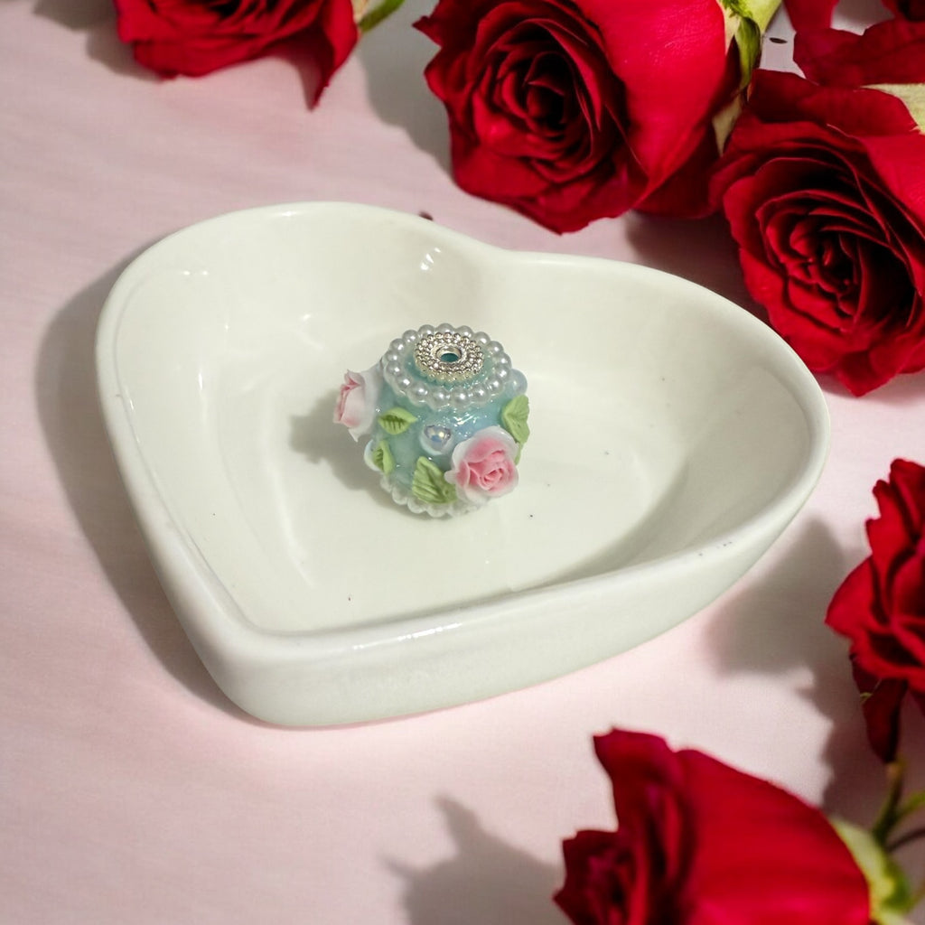 16mm Fancy Rose and Leaves Beads