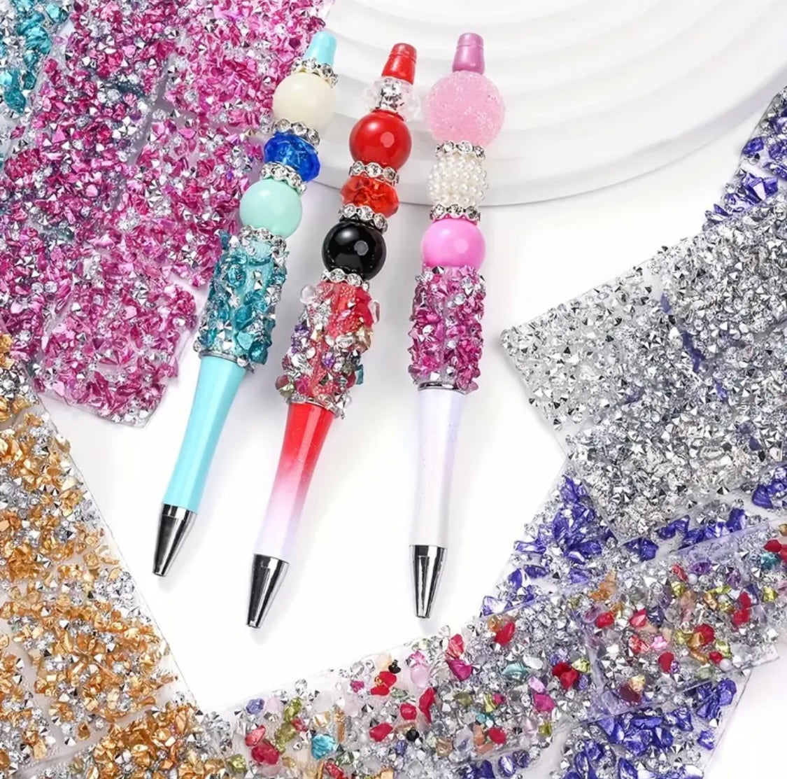 4pcs Rhinestone and Giltter Pen Wraps Strips Secondary image