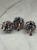 Fancy Rose Beads with Rhinestone Dangle Heart
