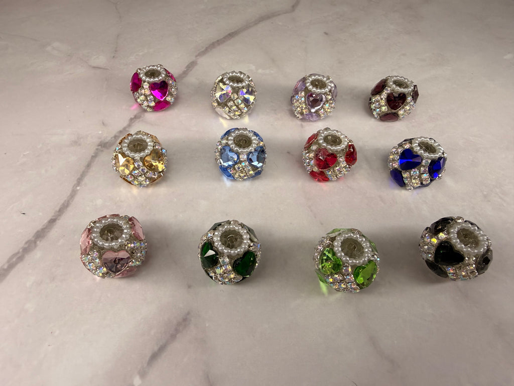 18mm Luxury Rhinestone and Crystal Heart Beads-🎡